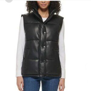 Marc New York Womens' Faux Leather Puffer Vest